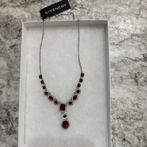 Givegivenchy Red‎ Rhinestone Y Necklace